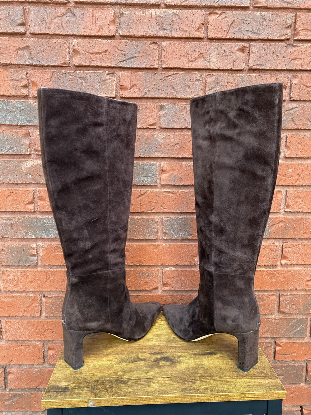 NWT Sam Edelman Brown Suede Knee-High Block Heel Boot 9 - Picture 4 of 9